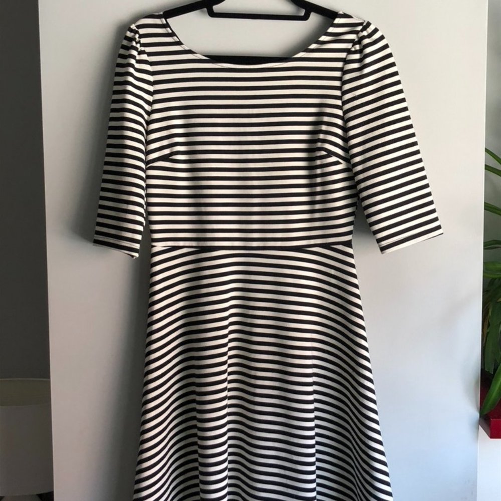Black and White Striped Work Dress